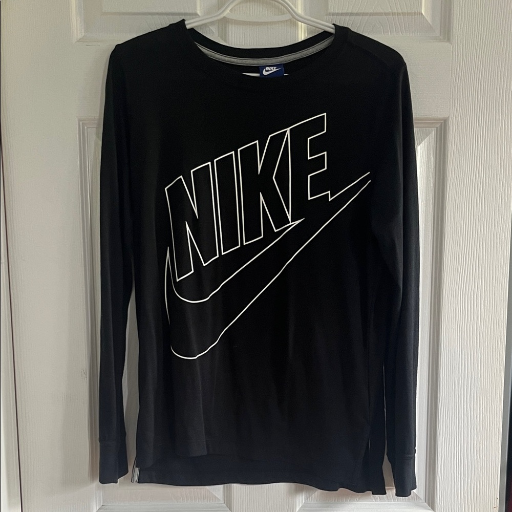 Nike Black Long Sleeve Tee with White Logo